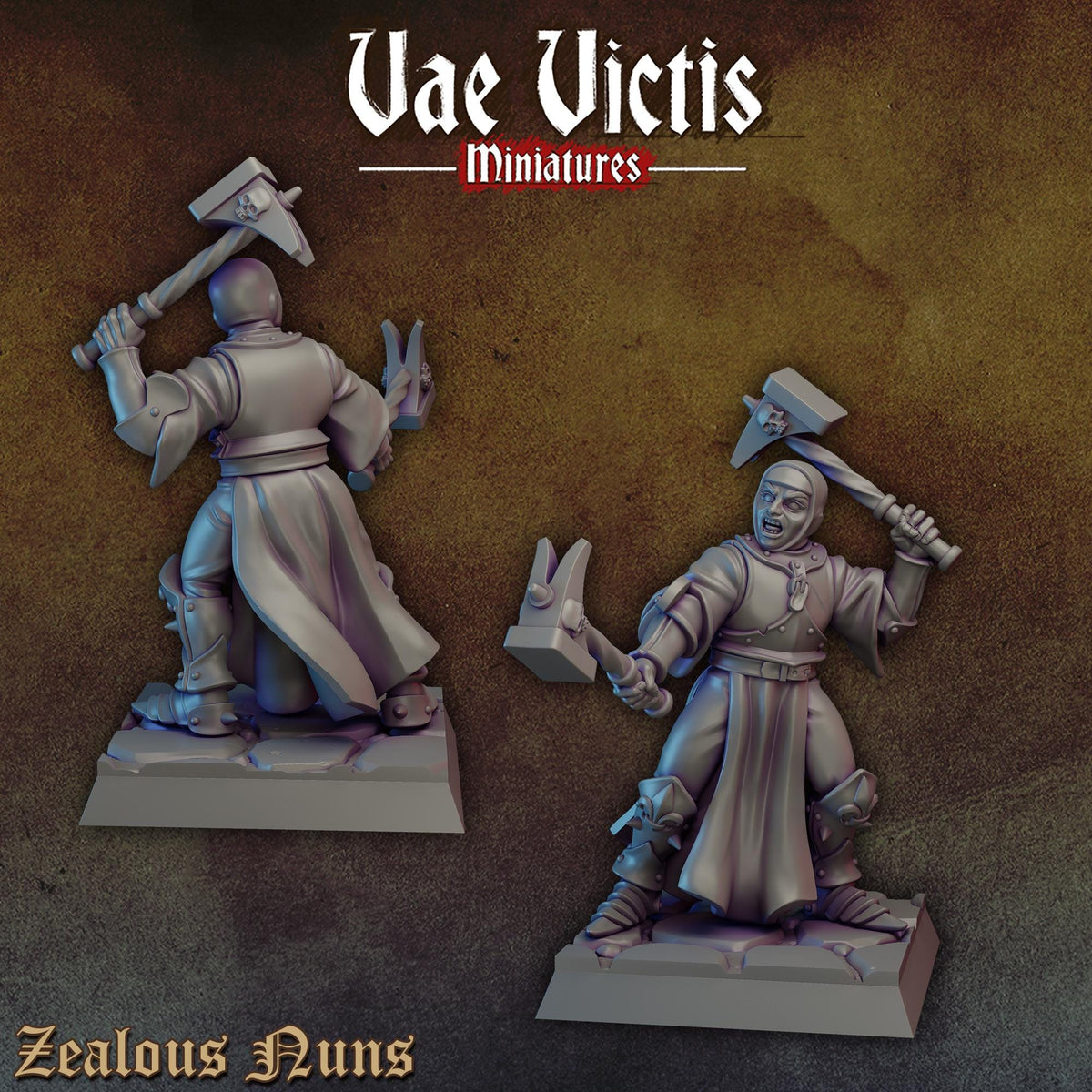 
10pc Zealous Nuns for DnD Dungeons and Dragons 28mm/32mm Scale TTRPG Fantasy Figurine Vol.1 Nun Miniatures Fantasy Warriors Faith Figurines