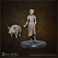 
Edith Bates DnD Dungeons and Dragons 28mm/32mm Little Girl and her Pig TTRPG Fantasy Wargame Townsfolk NPC Miniature Villager Farm Animal