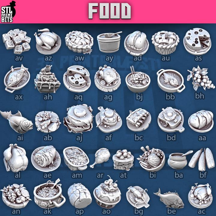 
36 Pc Food Miniatures for Dungeons and