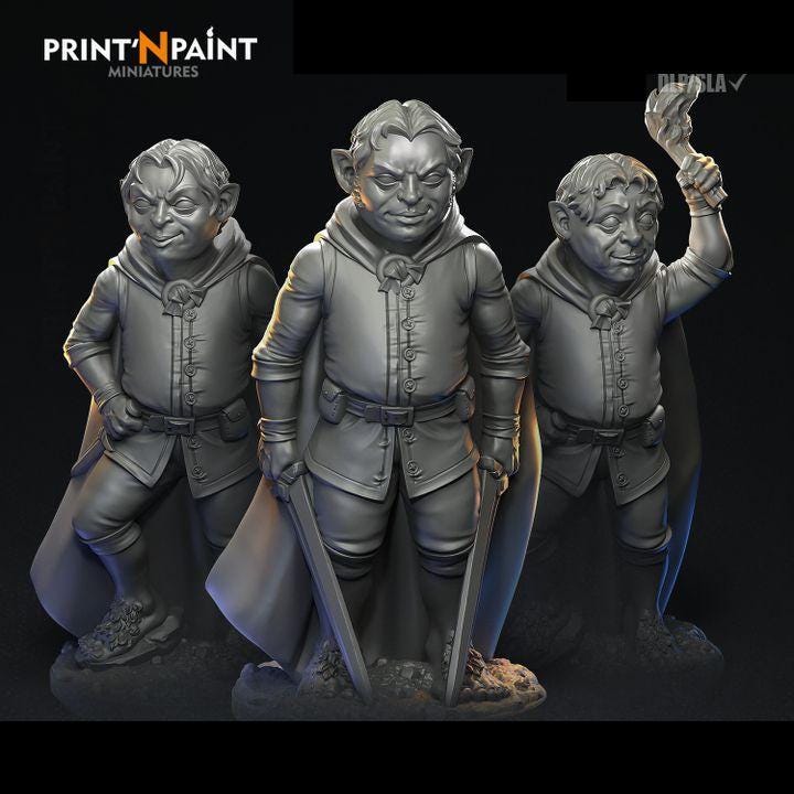
3 Halfling Explorers – Dungeons and Dragons Miniatures – RPG Tabletop Figures for DnD Pathfinder 5e Fantasy Party –PnP