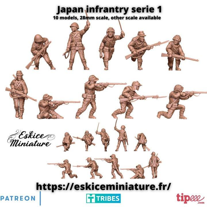 
Japan Soldiers Serie 1 x10 WW2 – 15mm 20mm 28mm 32mm 1 35 Scale – Imperial Infantry Miniatures – Eskice Miniature