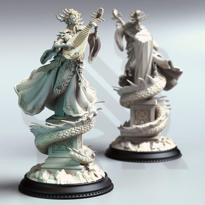 
Medusa Siren Musician Miniature Dungeons and Dragons 28mm/32mm/38mm Mini RPG Tabletop Miniature DnD Pathfinder 5e DnD  Lian She - DmS