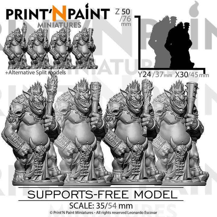 
Tribe Chief Trol – Fantasy Troll Chieftain Miniature – 28mm 32mm 35mm 54mm Scale – Tabletop RPG Monster for DnD & Pathfinder – Gray PLA –PnP