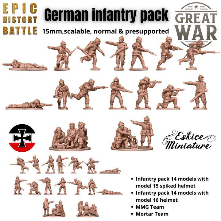 
46pc WW1 German Starter Pack – 15mm 20mm 28mm 32mm 1 35 Scale – Infantry, Vehicles & Artillery – Eskice Miniature