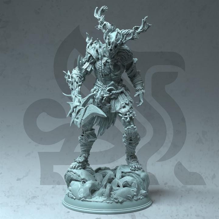 
Barbarian Druid Fey Miniature Dungeons and Dragons Mini RPG Tabletop Miniature DnD Painting Pathfinder 5e DnD Forest Monster Treneal - DmS