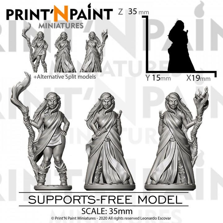 
3 Guildmage Elf Miniatures – Dungeons and Dragons Spellcaster NPC Set for DnD 5e High Fantasy Encounters, RPG Magic Users –PnP