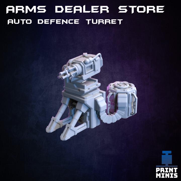 
The Arms Dealer Store 28mm/32mm Weapons Merchant TTRPG Wargame Terrain Kit Night Market Collection Basing bits Scifi Gun Shop Scenery