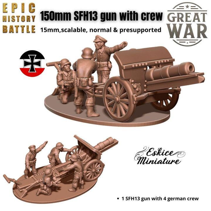 
46pc WW1 German Starter Pack – 15mm 20mm 28mm 32mm 1 35 Scale – Infantry, Vehicles & Artillery – Eskice Miniature