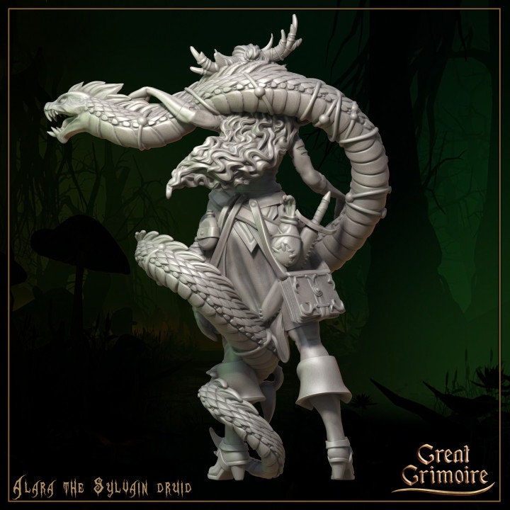 
Alara the Sylvain Druid DnD Dungeons and Dragons 28mm/32mm Dryad Miniature for TTRPGs Fantasy Druid Monsters Snake Miniature