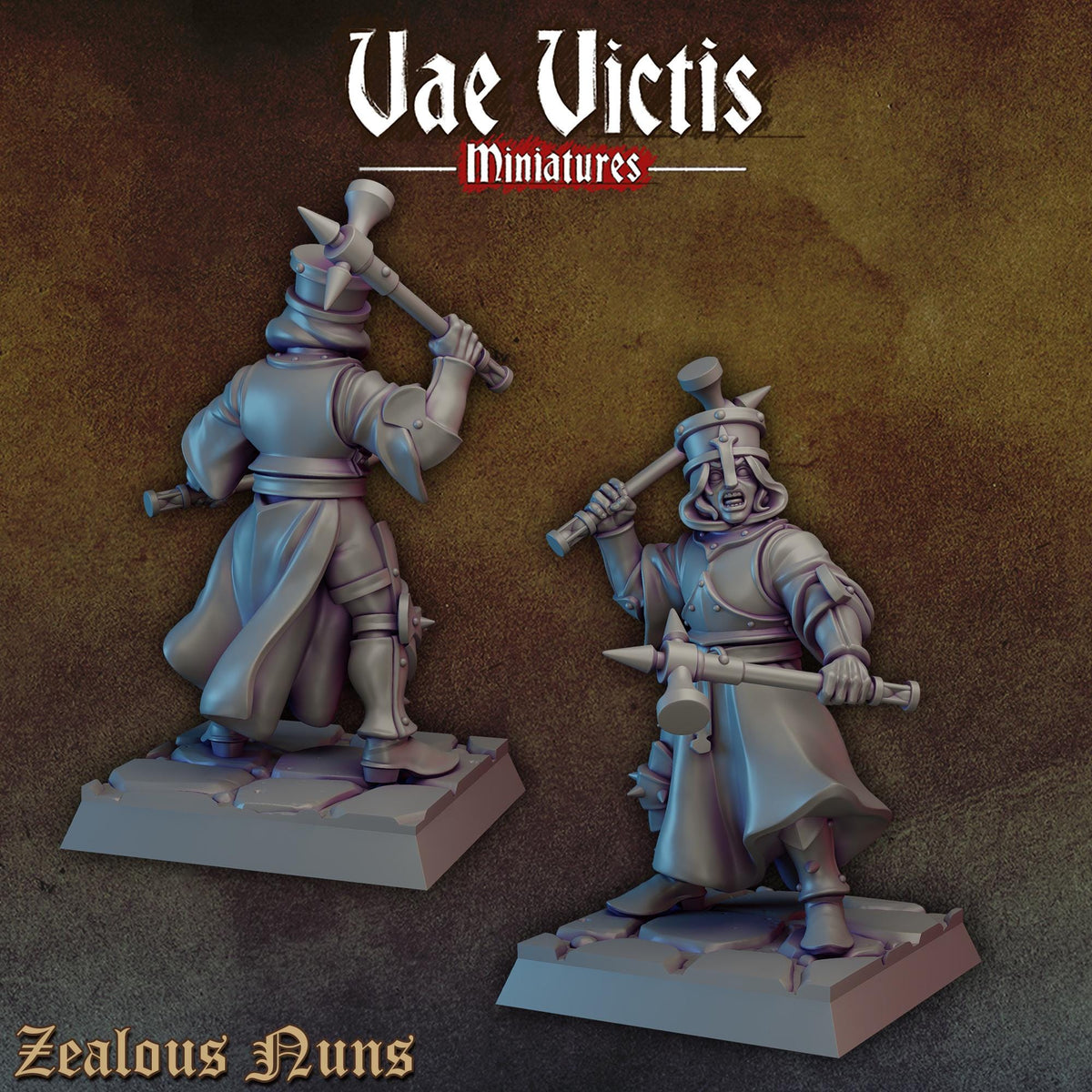 
10pc Zealous Nuns for DnD Dungeons and Dragons 28mm/32mm Scale TTRPG Fantasy Figurine Vol.1 Nun Miniatures Fantasy Warriors Faith Figurines