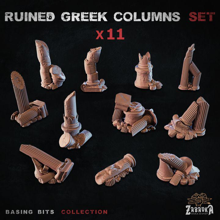 
11pc Ruined Greek columns for Dungeons and Dragons 28mm/32mm Basing Bits DnD Scatter Terrain Scenery D&D TTRPG Mini Basing Material - ZbW