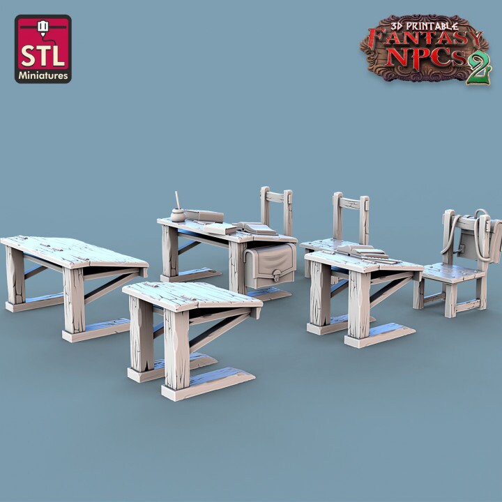 
Classroom Scatter DnD Dungeons and Dragons 28mm/32mm Diorama Figurines Children Miniature School Miniatures TTRPG Fantasy Scatter Terrain