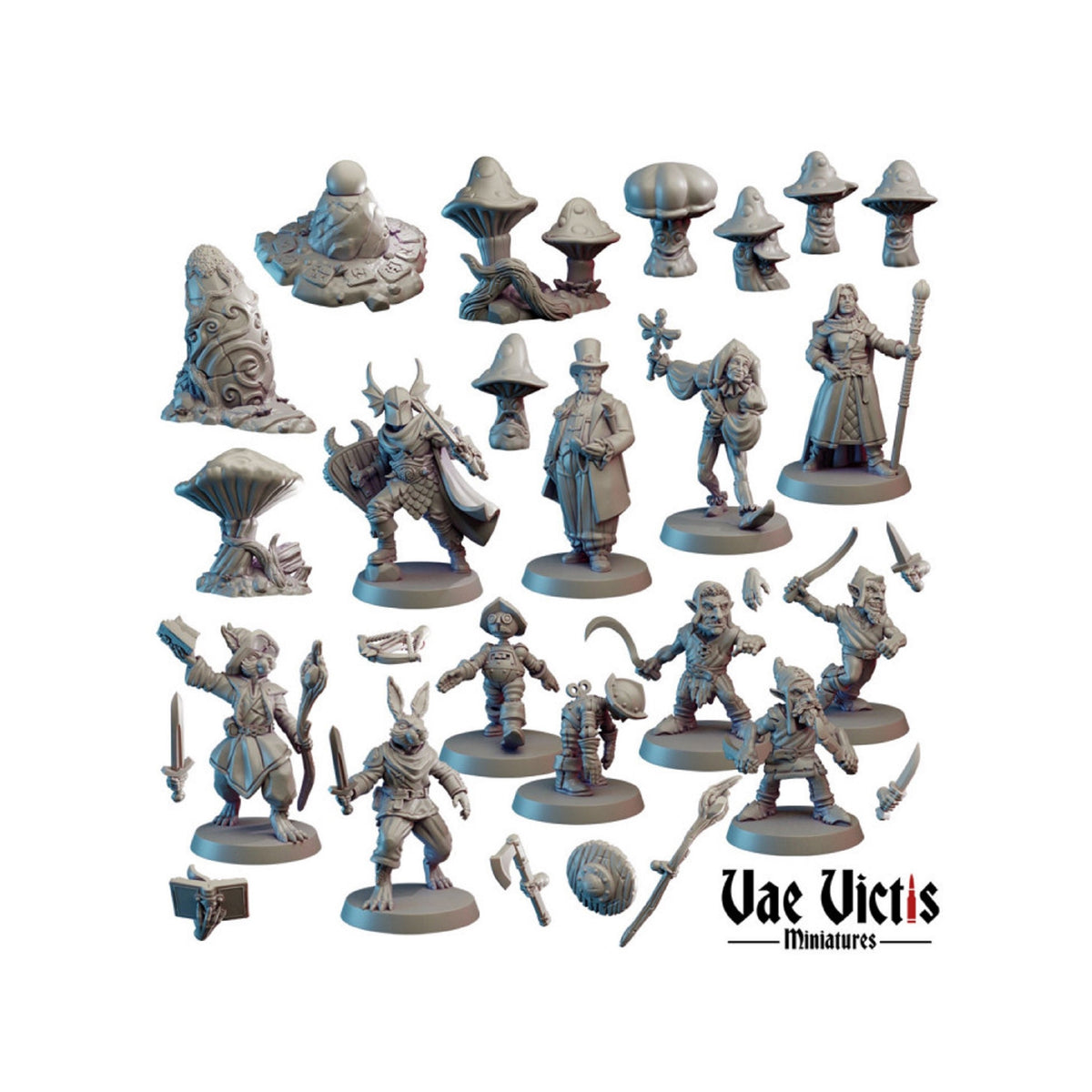 
DnD Starter Pack, Forest Miniature Scatter terrain 28mm/32mm Magical Minis Mushroom Miniatures TTRPG Fantasy Wargaming Miniatures Forest NPC