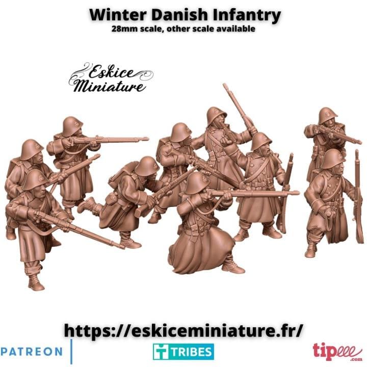 
10 Pc Winter Danish Infantry WW2 – 15mm