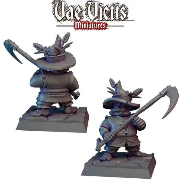 
Halfling Scythe Warrior Miniature for DnD Dungeons and Dragons 28mm/32mm Scale TTRPG Fantasy Figurine - V.V December