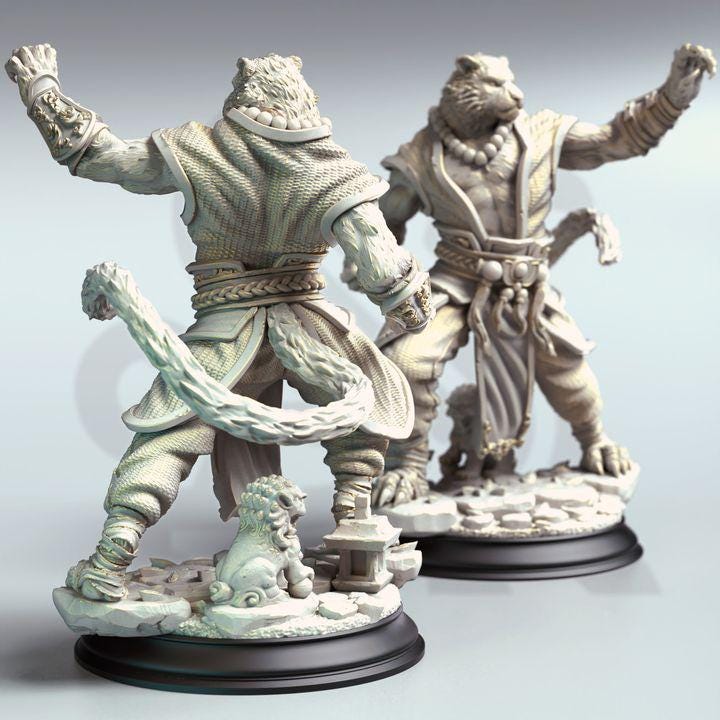 
Tabaxi Tiger Monk Miniature Dungeons and Dragons Fantasy Cat Beast Mini RPG Tabletop Miniature DnD Painting Pathfinder 5e DnD Raiko - DmS
