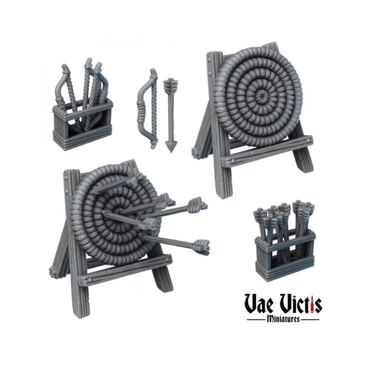 
Miniature Bow and Arrow Set, Range, Target Miniature Weapons 28mm 32mm Scale for DnD Dungeons and Dragons TTRPG Wargame Scatter Terrain