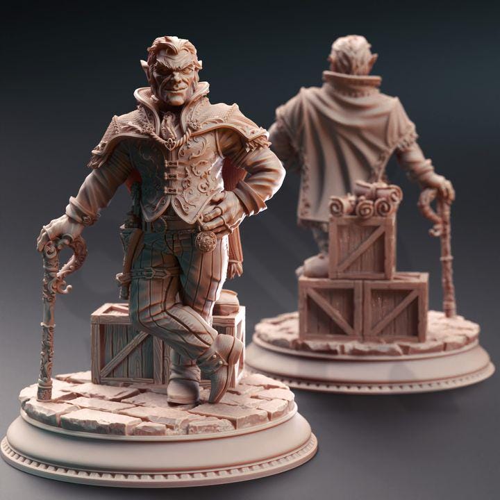 
Halfling Crime Lord Miniature DnD Dungeons and Dragons 28mm/32mm TTRPG Fantasy Wargame Miniature DnD 5e Pathfinder Skillet the Boss Bandit
