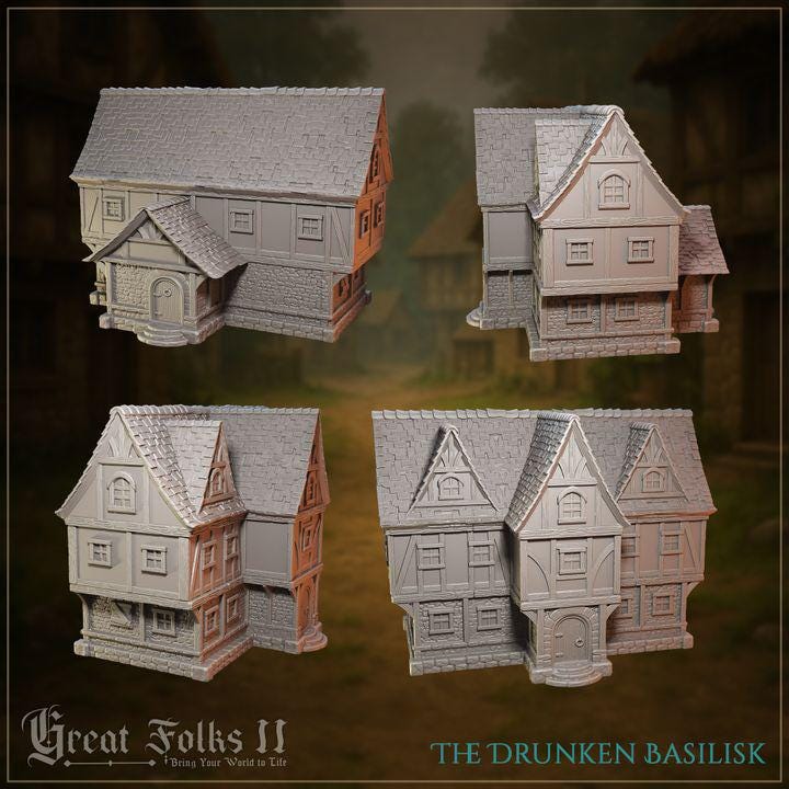 
The Ultimate Diorama Pack of Miniature Villagers Townsfolk NPCs and Buildings 28mm/32mm TTRPG Townsfolk Miniatures Medieval Figurines - GG