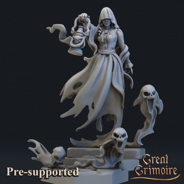 
2pc Female Ghost Miniatures, DnD Scatter terrain, Dungeons and Dragons, Diorama, Ghost figurines, Basing Materials, Skull Miniatures
