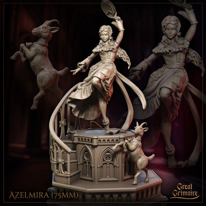 
Dancing Female and her Goat Miniature Entertainer for Dungeons and Dragons 28mm/32mm/75mm TTRPG Azelmira - GG