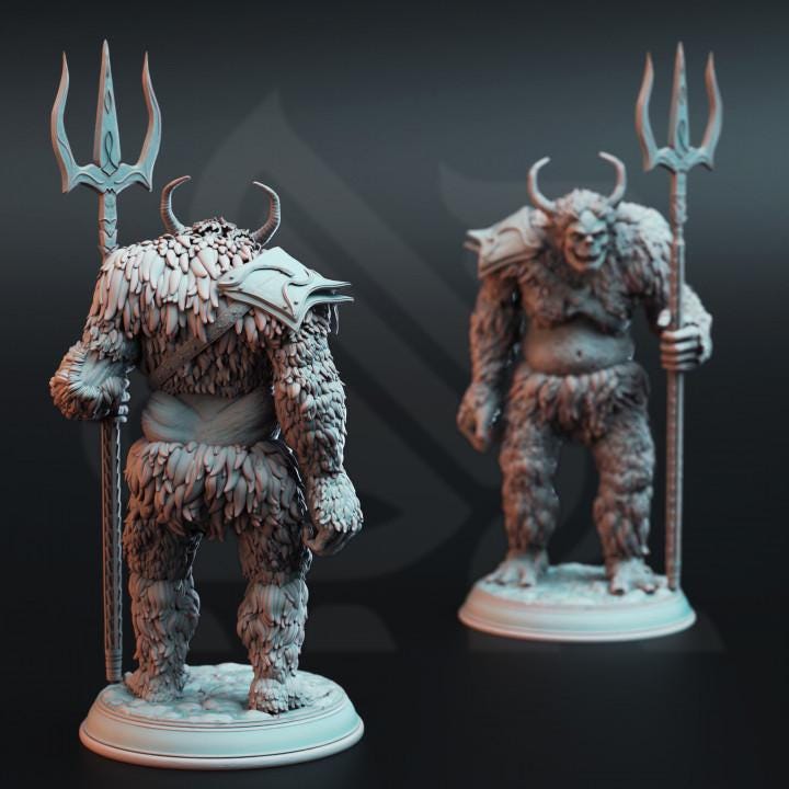 
3pc  Snow Trolls Tulva Drolls DnD Trolls Dungeons and Dragons 28mm/32mm TTRPG Fantasy Wargame Miniature DnD 5e Pathfinder Beasts
