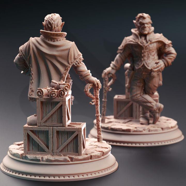 
Halfling Crime Lord Miniature DnD Dungeons and Dragons 28mm/32mm TTRPG Fantasy Wargame Miniature DnD 5e Pathfinder Skillet the Boss Bandit