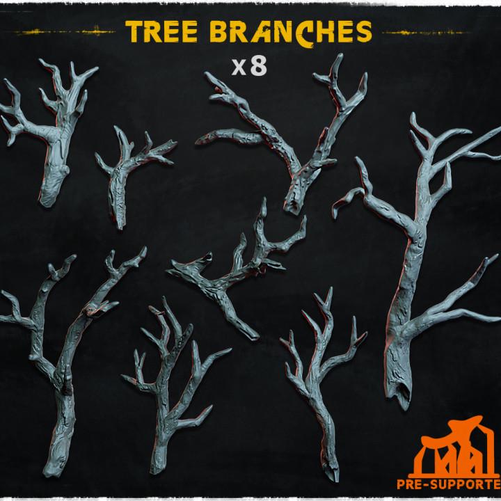 
8pc Tree Branches (Basing Bits 1.0) 28mm/32mm TTRPG Fantasy Wargaming Scatter Terrain Fallen Branch Fungus Miniatures Haunted Forest Scenery