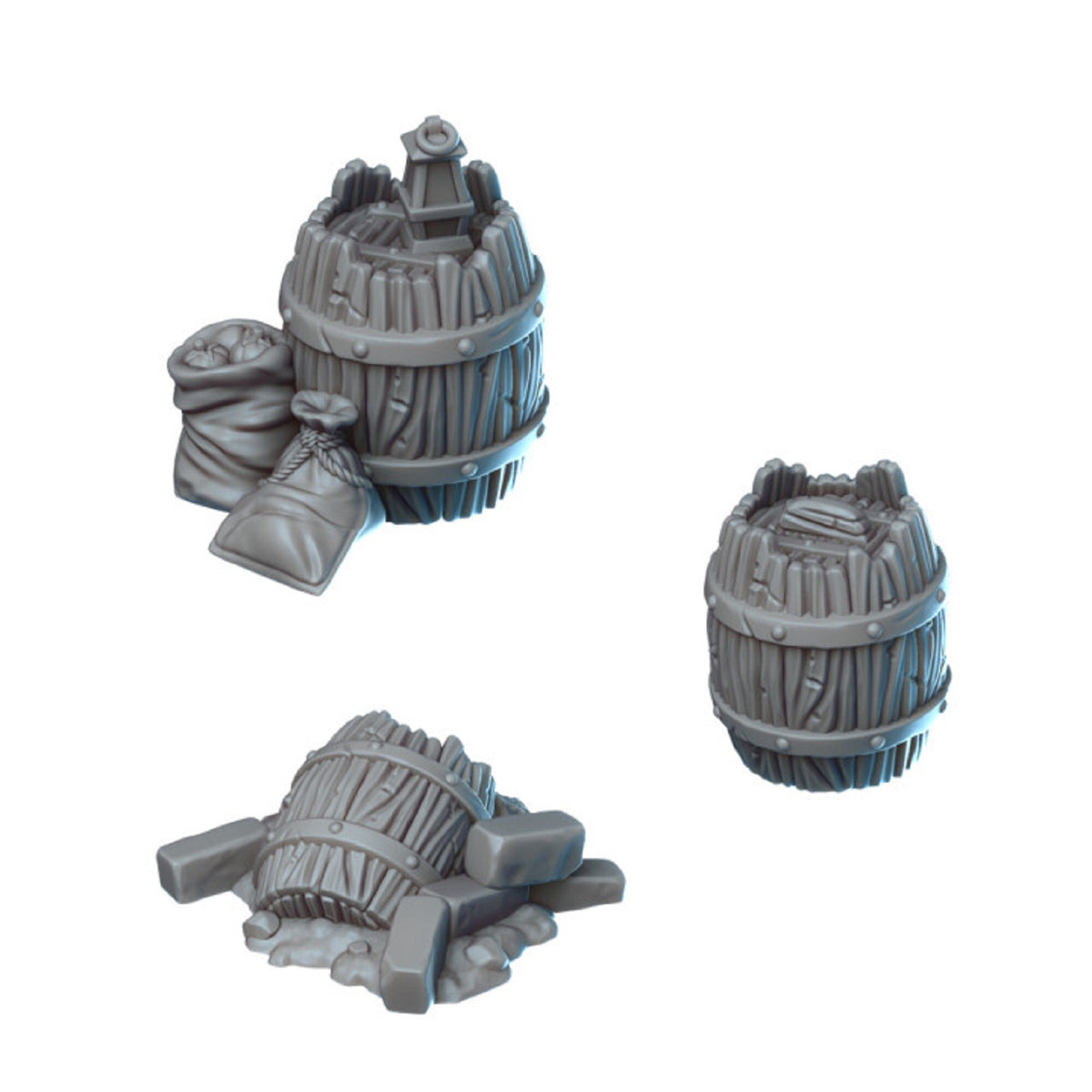 
5pc Scatter Terrain DnD Dungeons and Dragons 28mm/32mm Barrel and Box Miniatures TTRPG Wargame Terrain Miniature Scatter Dump yard