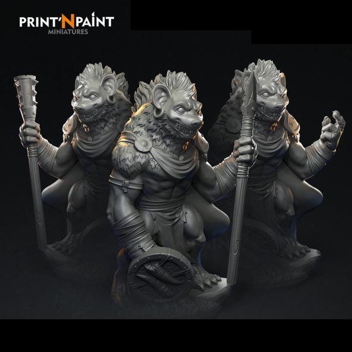 
3 Gnoll Warriors Miniature – Dungeons and Dragons RPG Tabletop Figure Pathfinder 5e –PnP