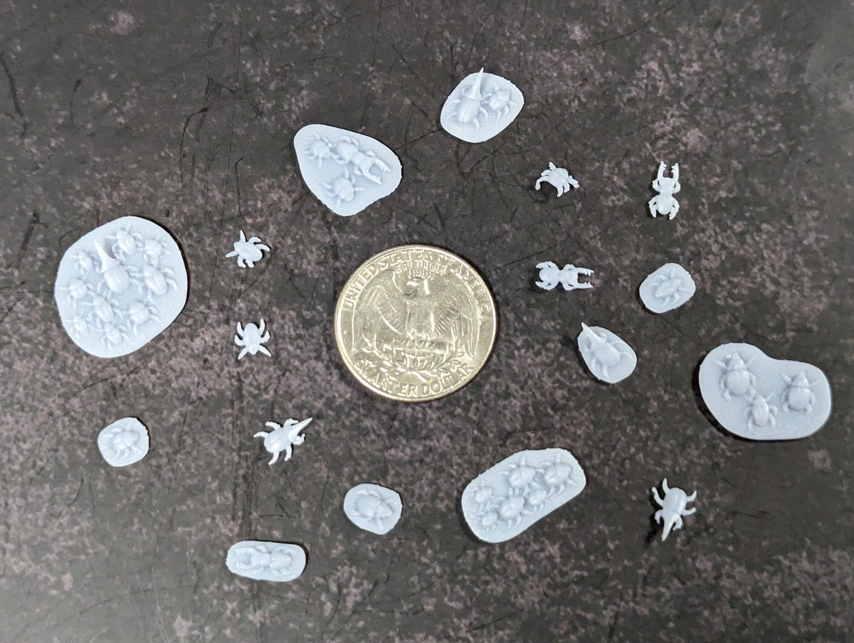 
15pc Insects pack DnD Dungeons and Dragons TTRPG Miniatures 28mm/32mm Insect Bug Scatter Terrain Bug Miniatures DnD Monsters Critter bases