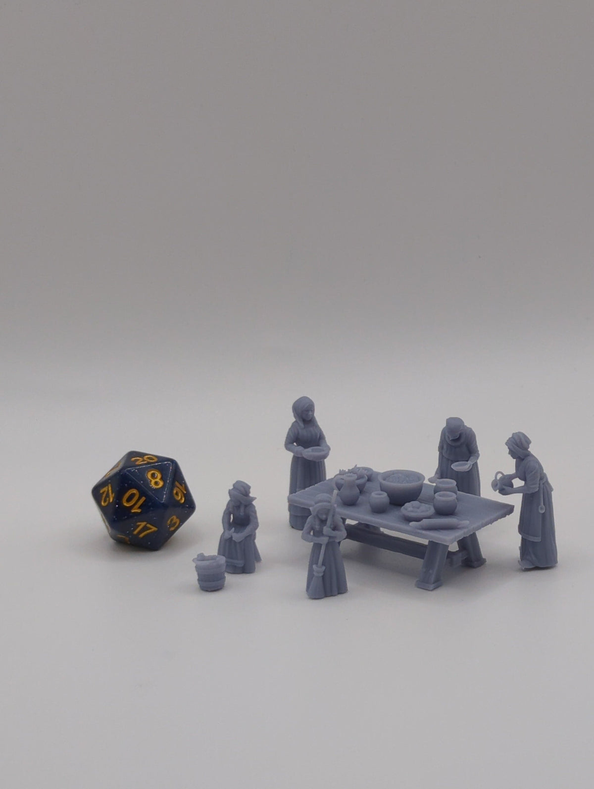 
Tavern Cooks DnD Dungeons and Dragons TTRPG Wargame Scatter Terrain Female Cook NPCs Townsfolk NPCs Wargame Miniatures Food Diner