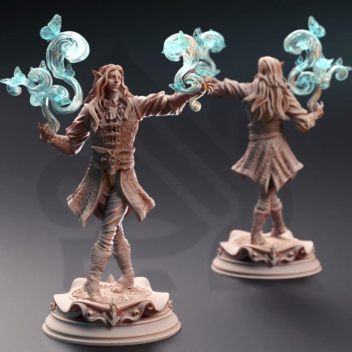 
Elven Enchanting Sorcerer Dungeons and Dragons 28mm/32mm/35mm Mini RPG Tabletop Miniature DnD Painting 5e DnD Thalorad Goldhand - DmS