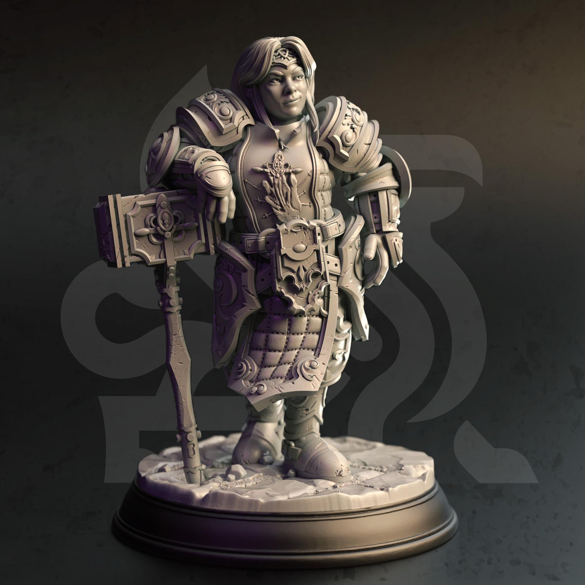 
An  Armoured Dwarven Paladin Armed with A Hammer for DnD Dungeons and Dragons 28mm/32/38mm