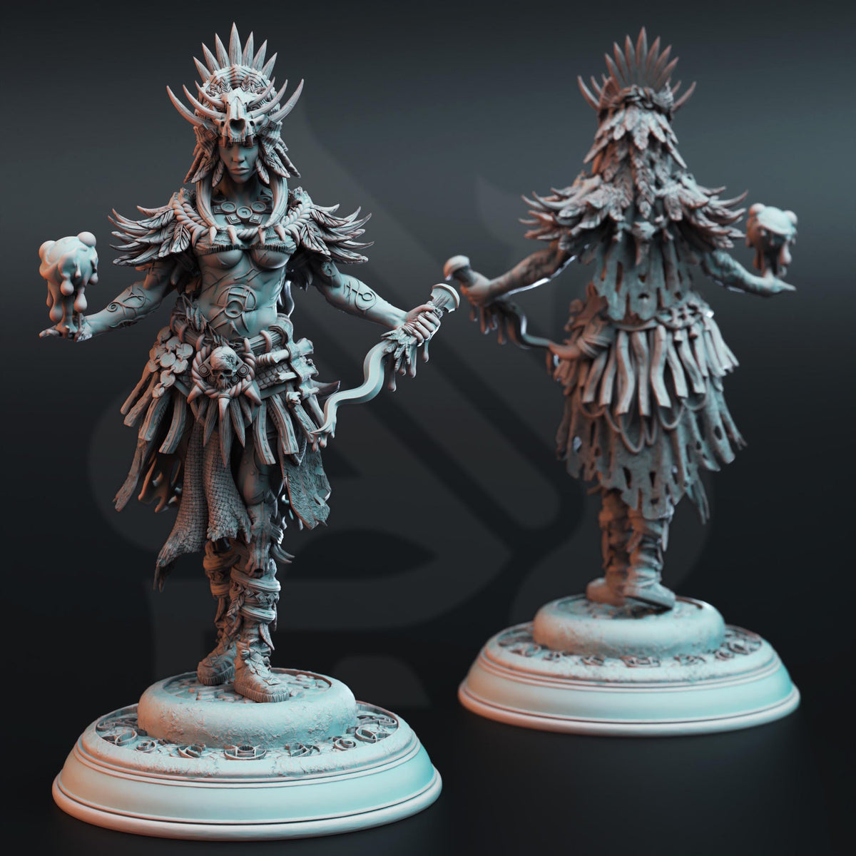 
A Blood Shaman Priestess for DnD Dungeons and Dragons 28mm/32/38mm Shaman Druid Spellcaster