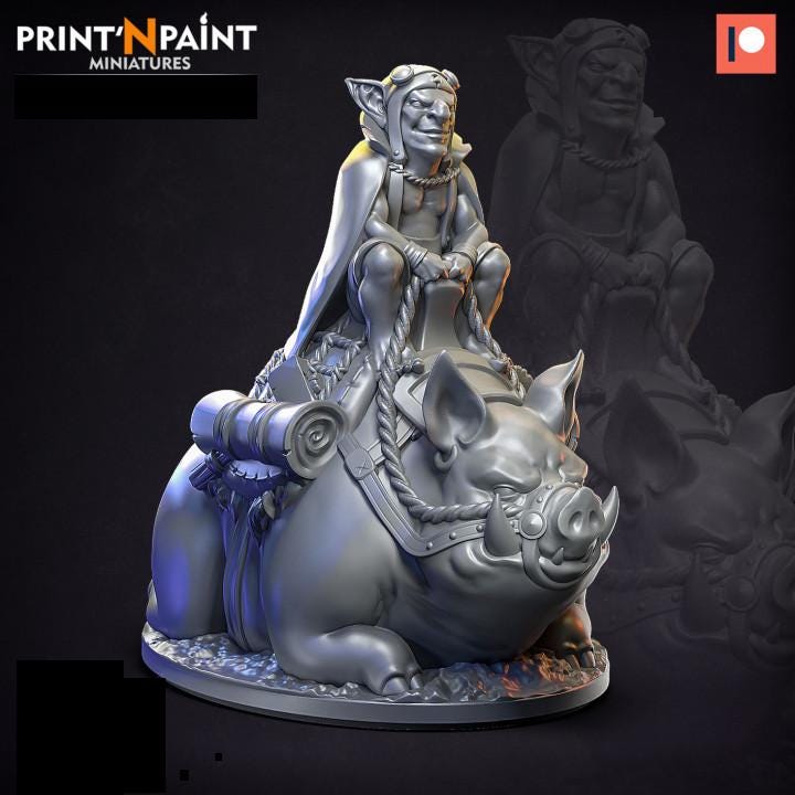 
Pig Rider Goblin Miniature – Dungeons and Dragons DnD 5e Pathfinder RPG Tabletop Fantasy Figure –PnP