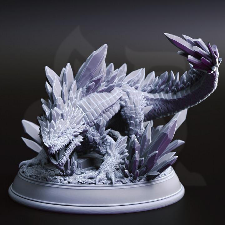 
Crystal Lizard - Salansi | 28mm/32mm/38mm TTRPG Dark Fantasy Wargaming Underground Ecosystem DnD Serpent Beast WEHL Territorial Predator