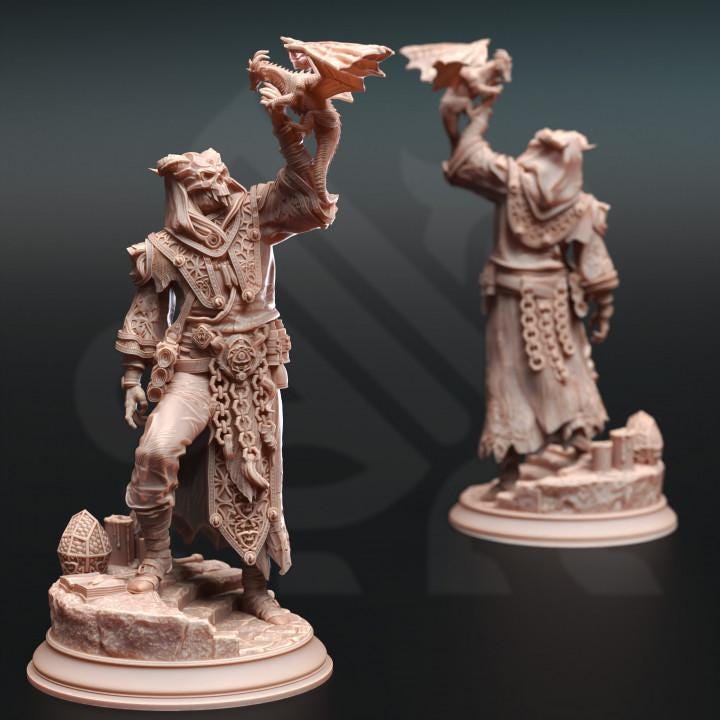 
Dragon Culist Dungeons and Dragons Dragon Cleric Spellcaster Evil Warrior Mini RPG Tabletop Miniature Painting Pathfinder 5e Karthys - DmS