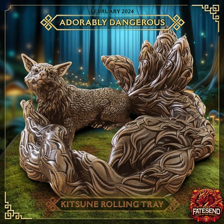 
Kitsune Dice Rolling Tray – Adorably Dangerous Fox Spirit Dice Tray – Dungeons and Dragons Dice Tray – Fantasy TTRPG Accessory, FatesEnd