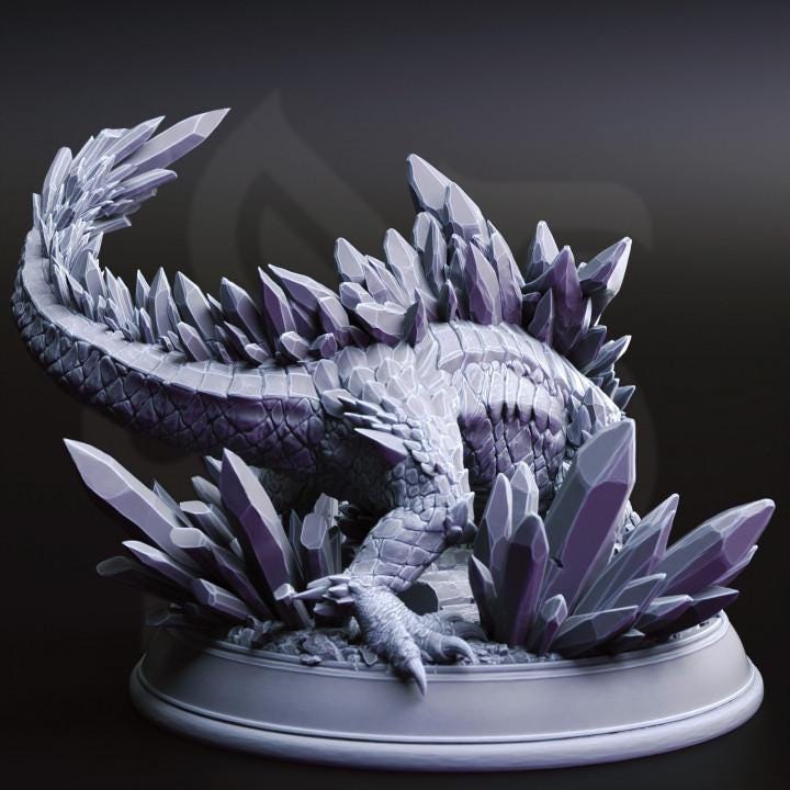 
Crystal Lizard - Salansi | 28mm/32mm/38mm TTRPG Dark Fantasy Wargaming Underground Ecosystem DnD Serpent Beast WEHL Territorial Predator