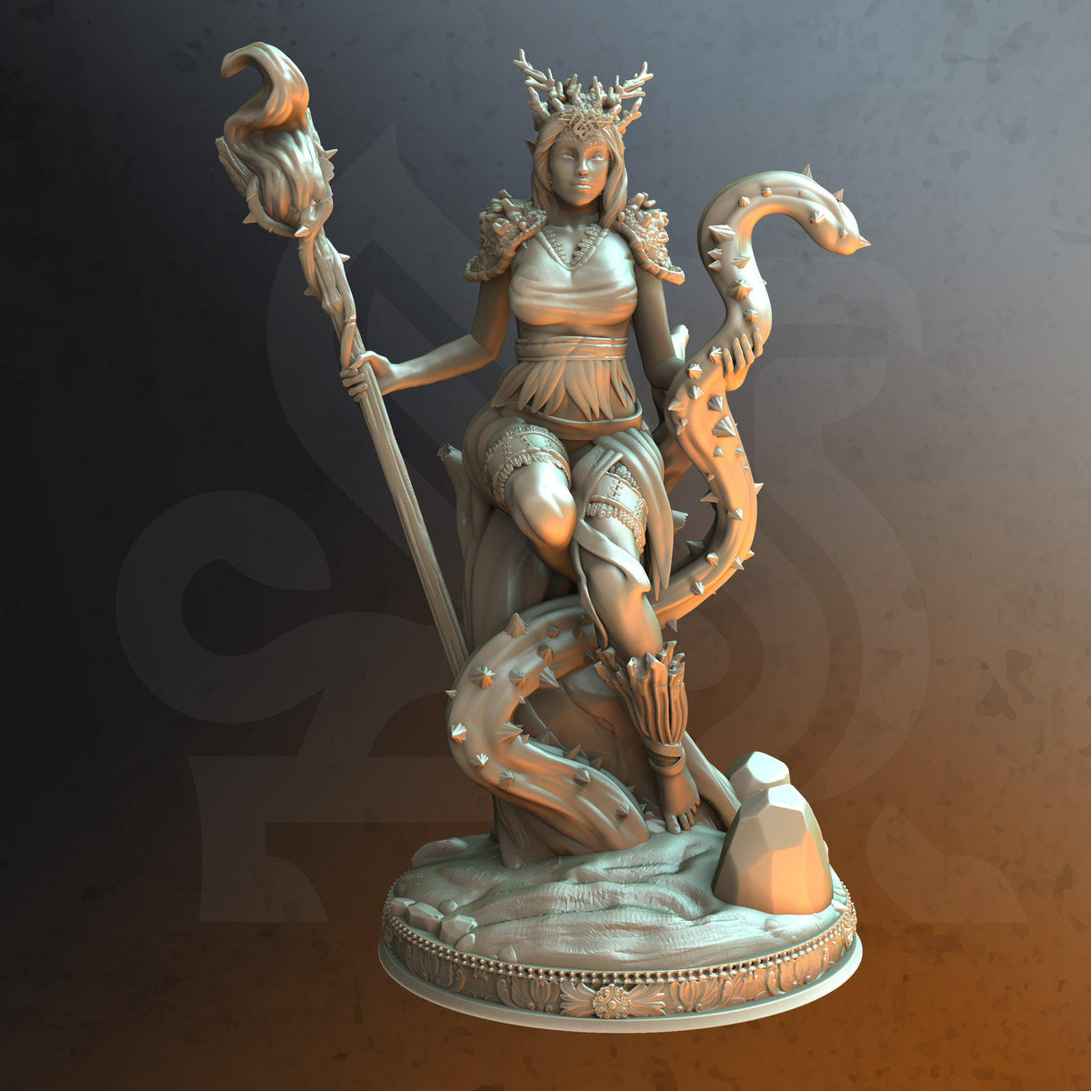 
A Female Elven Druid Armed with A Staff for DnD Dungeons and Dragons 28mm/32/38mm