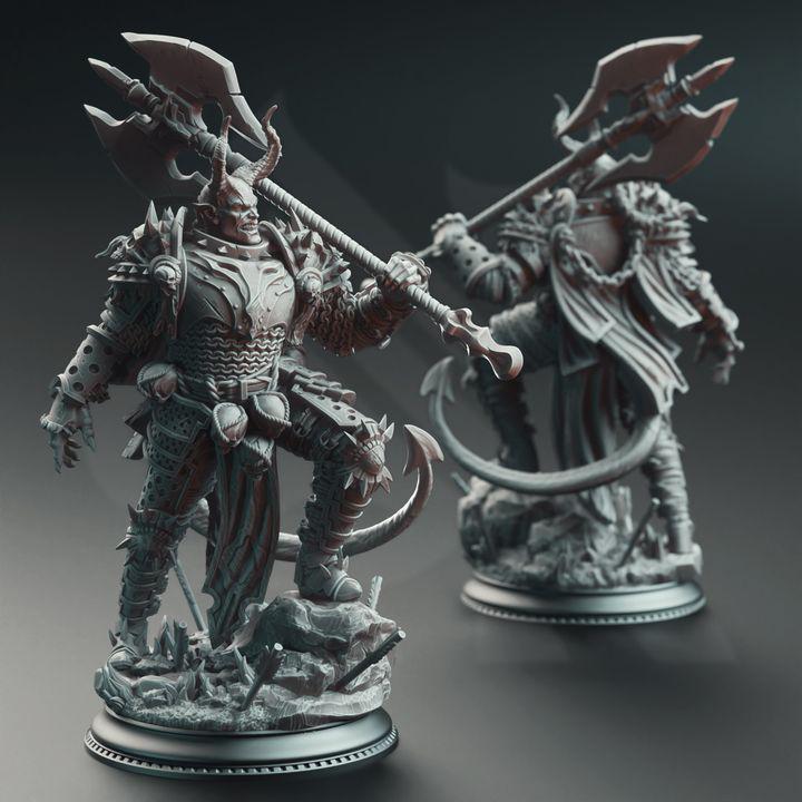 
Demon Knight Miniature Dungeons and Dragons Mini RPG Tabletop Miniature DnD Painting Pathfinder 5e Paladin Devil Fighter DnD Skorn - DmS