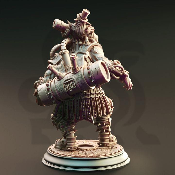 
Chemical Abomination with Goblin Rider Dungeons and Dragons Mini RPG Tabletop Miniature DnD Pathfinder 5e Muscles and Brains - DmS