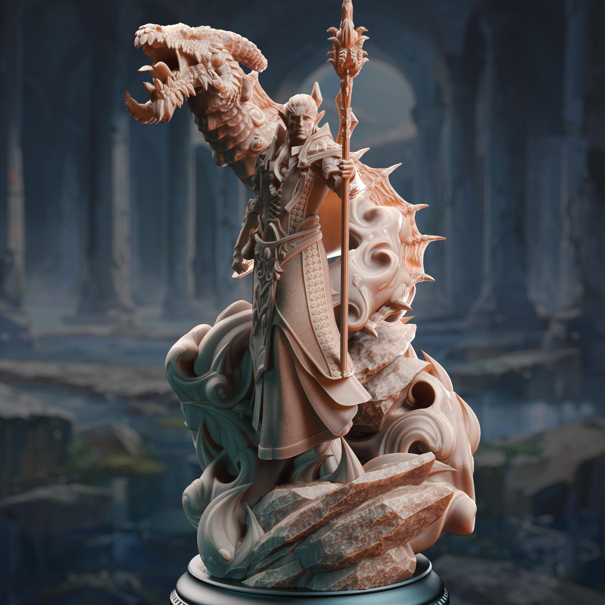 
A Powerful Draconic High Elf Sorcerer for DnD Dungeons and Dragons 28mm/32/38mm Dragon