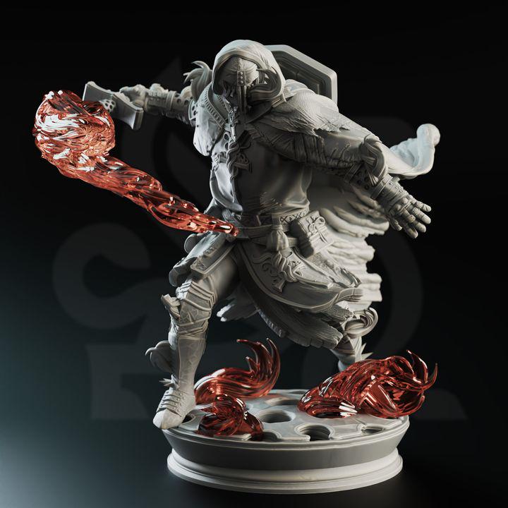 
GREY Resin Modular Fire Genasi Crusader Paladin Embernos