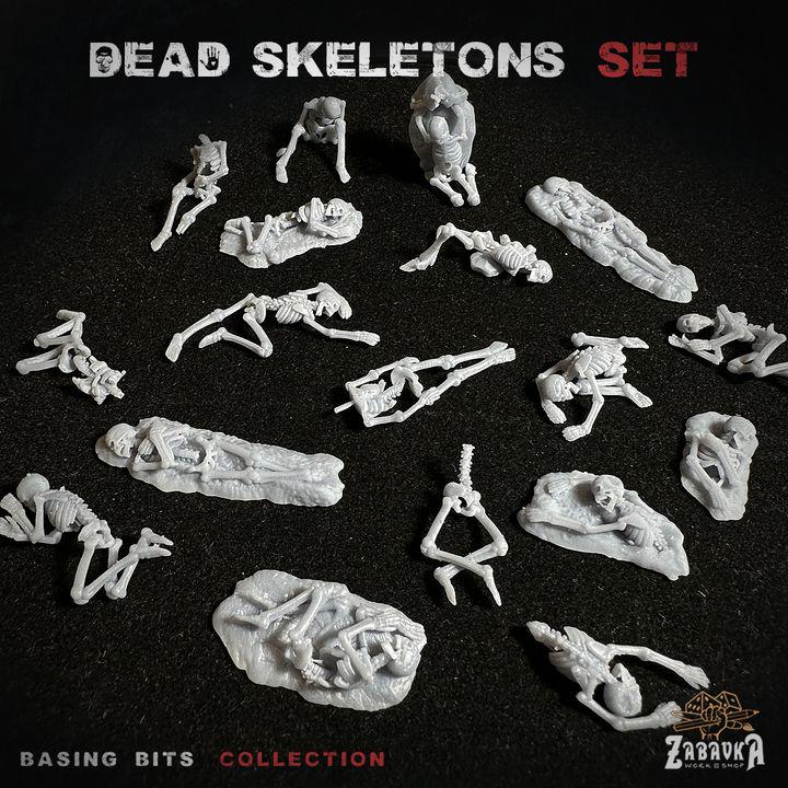 
22pc Dead Skeletons Miniature Basing Bits DnD Dungeons 28mm/32mm TTRPG Fantasy Wargame Bone Skeletons Basing Elements Graveyard SceneryZbW