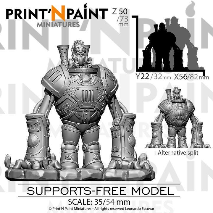 
Mecha Gnome Prodigy – Fantasy Tinkerer Miniature – 28mm 32mm 35mm Scale – Tabletop RPG Figure for DnD & Pathfinder – Gray PLA –PnP