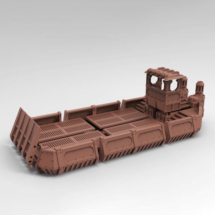 
Cargo Barge with Cargo | 3D Printed Sci Fi Ship Terrain for Dungeons and Dragons, Starfinder, Infinity and TTRPG Scenery