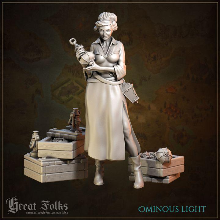 
Ominous Light Miniature DnD Dungeons and Dragons 28mm/32mm TTRPG Scatter Terrain Female Miniature NPC Fantasy roleplaying games
