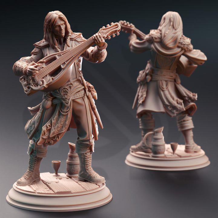 
Elven Bard Miniature Dungeons and Dragons 28mm/32mm/38mm  Musician Townsfolk Entertainer Mini RPG Tabletop Miniature DnD 5e Ereviel - DmS